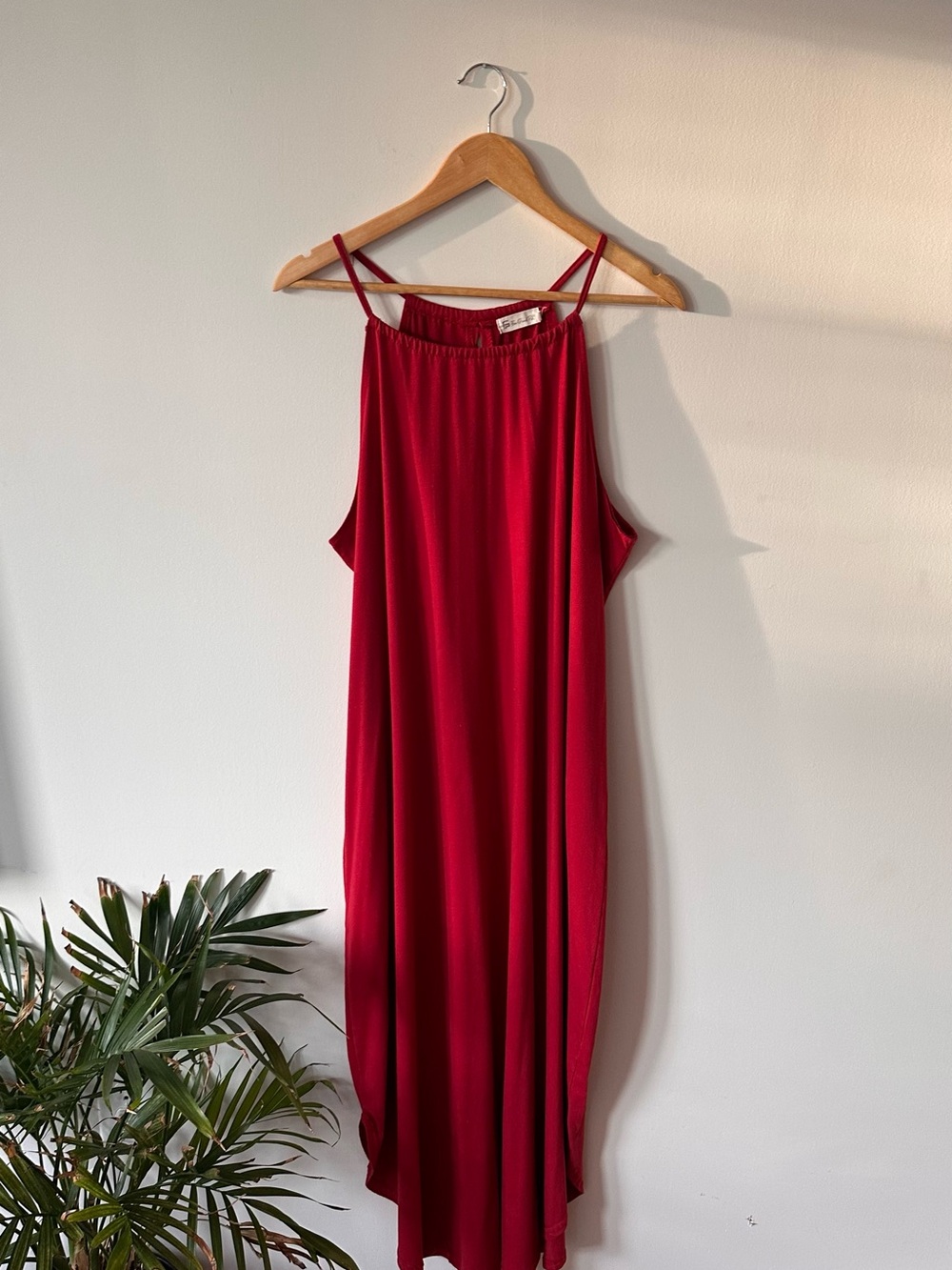 Red Casual Midi Dress